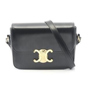 Celine Teen Triomphe Shoulder Bag Leather Black